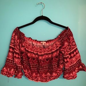 Off-the-Shoulder Cropped Festival Shirt